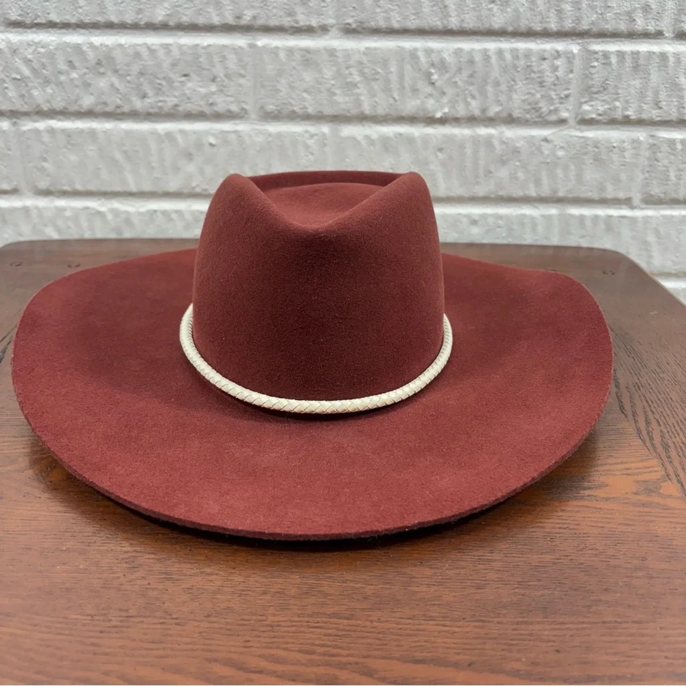 Gigi Pip Dakota Triangle Crown Wide Brim Felt Hat in Rusty Red XS 55 - Picture 6 of 9